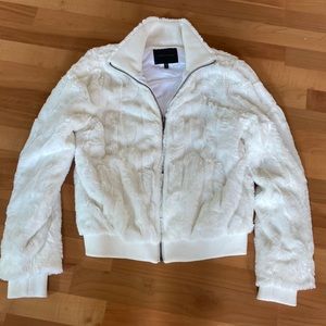 Super cute sanctuary faux fur white zip up jacket.